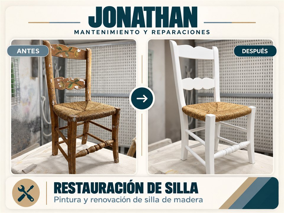 Restauración de silla. Comparativa antes y después.
