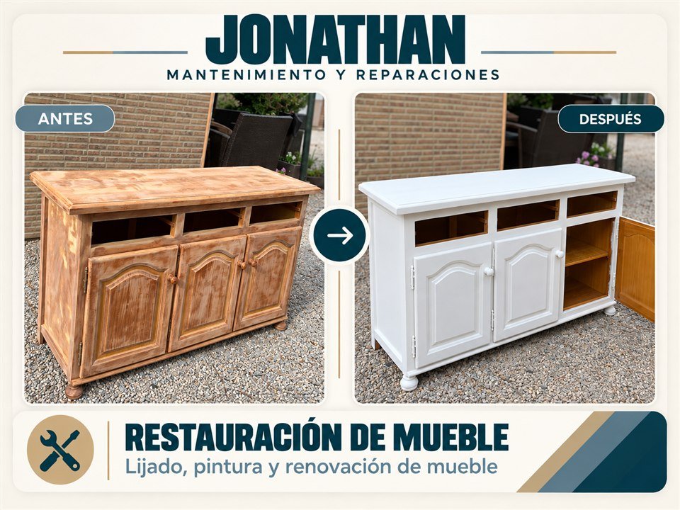 Restauración de mueble. Comparativa antes y después.