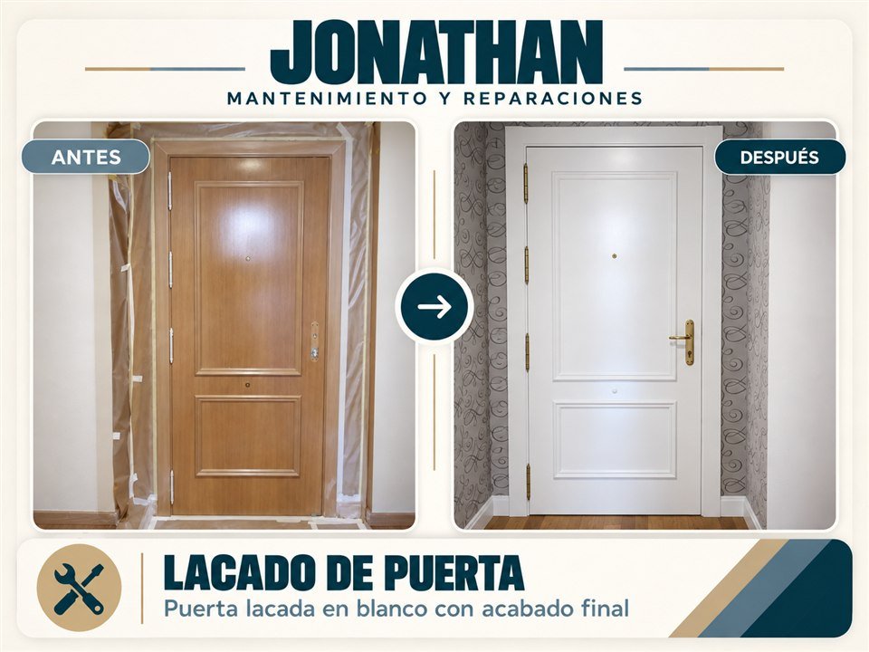 Lacado de puerta blanca. Comparativa antes y después.